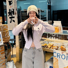 高版本 Restandrecreation刺绣拉链针织连帽毛衣休闲短款外套