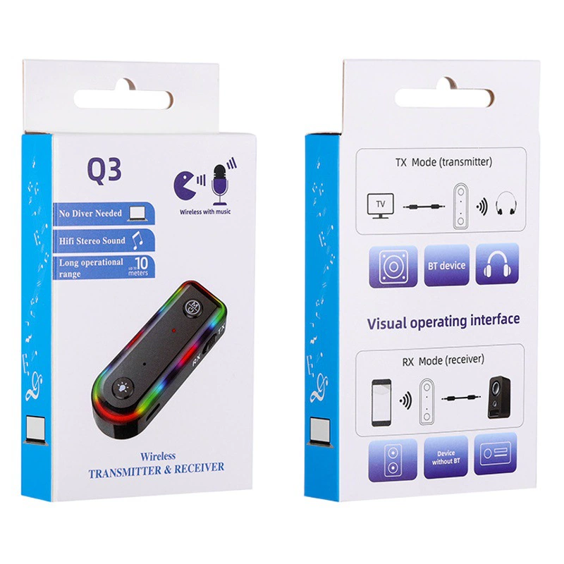 Трансграничное Новое цветное кольцо Q3 AUX два-в-одном Bluetooth аудиоприемник передатчик автомобильный Bluetooth аудиоадаптер