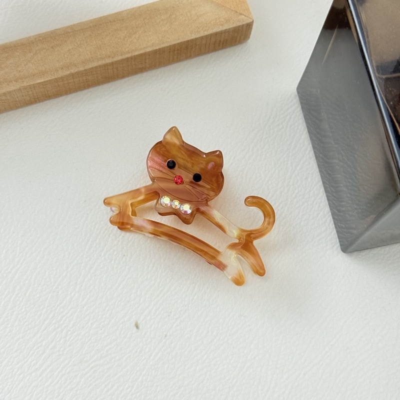 6cm アセテート ヘアピン ガーリーハート かわいい ミディアムサイズ かわいい ペット サメクリップ フレンチ ラインストーン キャット グリッパー|undefined