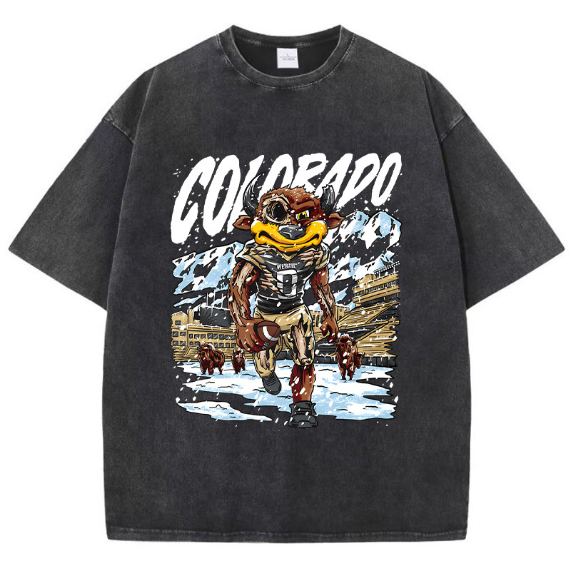 Cosplay Colorado Yak Rugby Player Women's T-Shirt Summer Cotton Washed Short Sleeve Wholesale