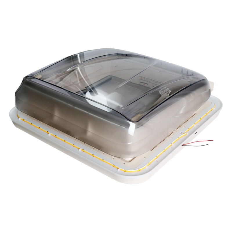 RV vehículo comercial tragaluz transpirable con cortina de privacidad con red de insectos acrílico material de aleación de aluminio con luces LED