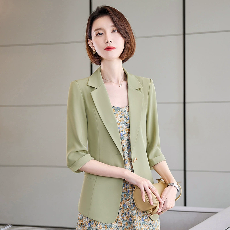 Blue spring summer thin classic suit jacket for leisure, high-end, for teenagers