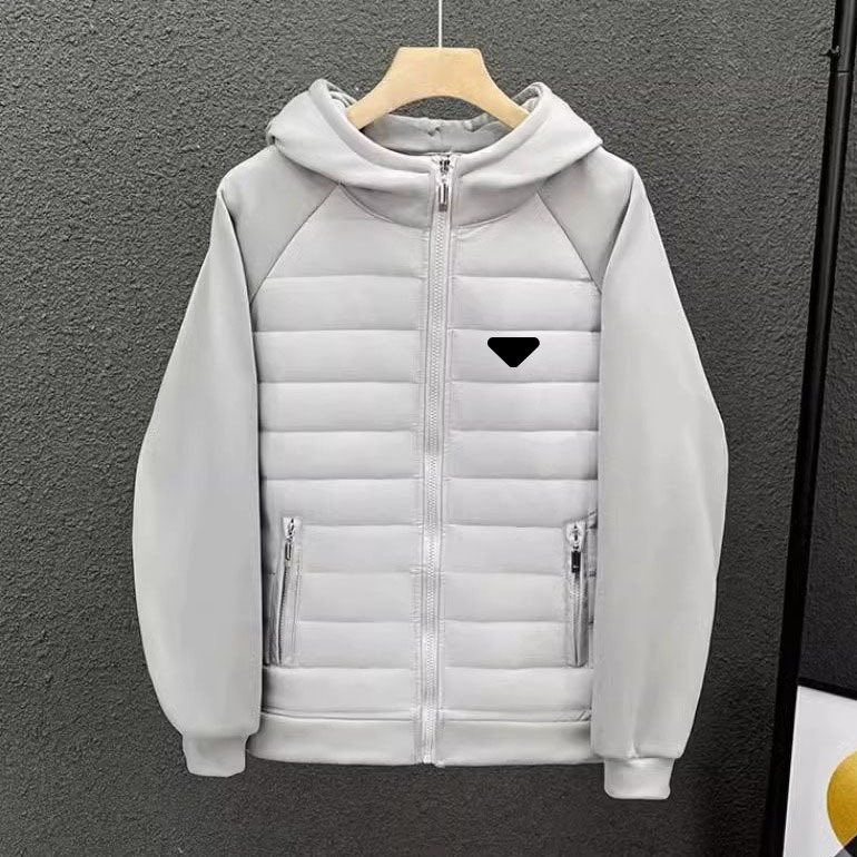 24冬新款男士潮流轻薄款宽松百搭休闲三角印花连帽棉衣