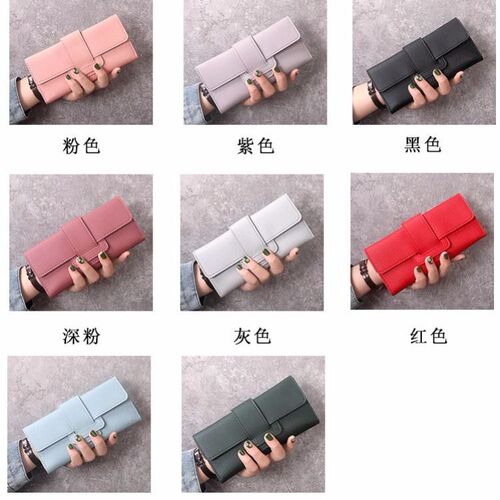 New Wallet Women's Large Capacity Women's Frosted Long Coin Purse Korean Style Female Student Zipper Buckle Clutch Women's Bag