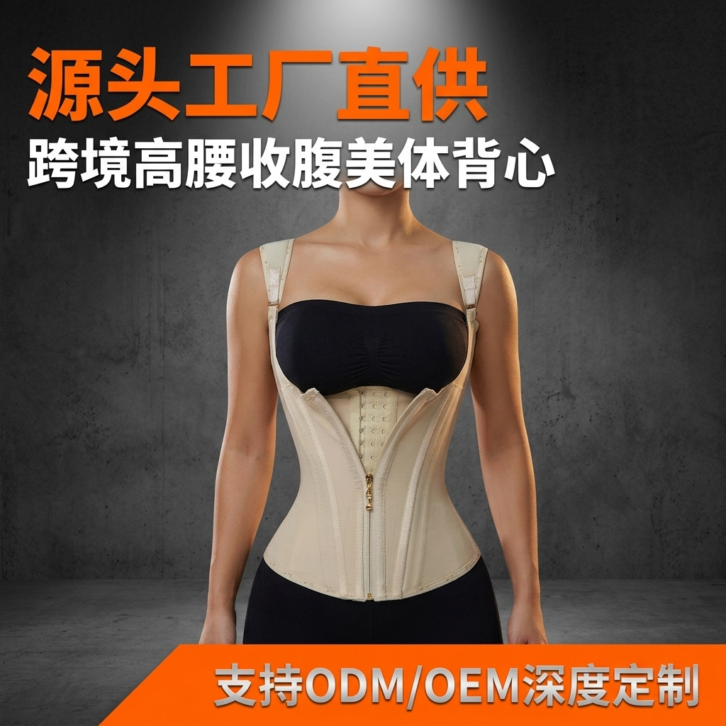 Cross-border tummy control corset, waist cincher, fishbone waistband, zippered and buttoned shapewear top, tummy control belt, waist-shaping shapewear