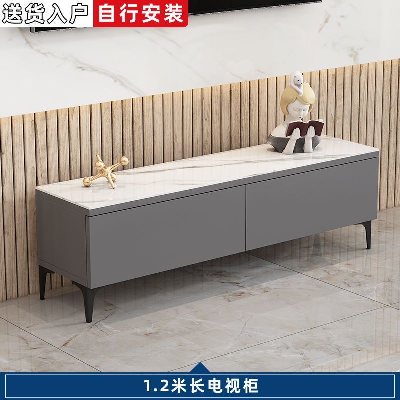 Tabla de roca de lujo ligero gabinete de televisión combinación de mesa de té sala de estar pequeña casa mesa de té combinación de tabla de TV de madera sólida