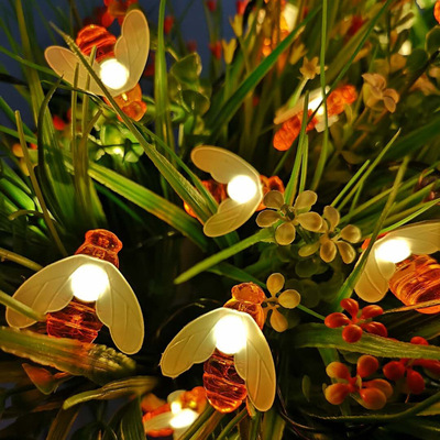 factory Direct selling outdoors waterproof Cross border string lights LED Little bee Battery light honeybee string lights LED Solar string lights