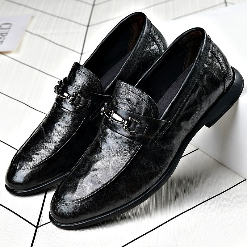 Один педаль кожаные мужские ботинки бобовые ботинки мужские дикие дышащие повседневные ботинки Тенденции кожаные ботинки на мягкой подошве ленивые ботинки