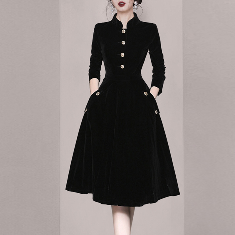 Elegant autumn velvet dress