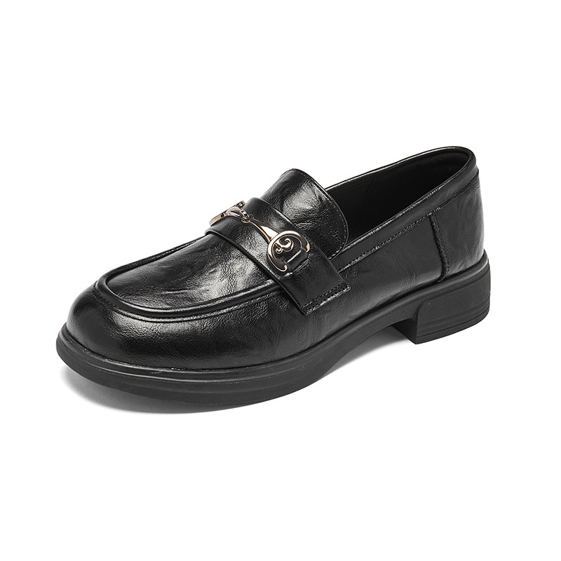 Zapatos de Lefour para mujeres 2025 nuevos zapatos de verano negros de estilo británico zapatos de cuero JK de un solo pie