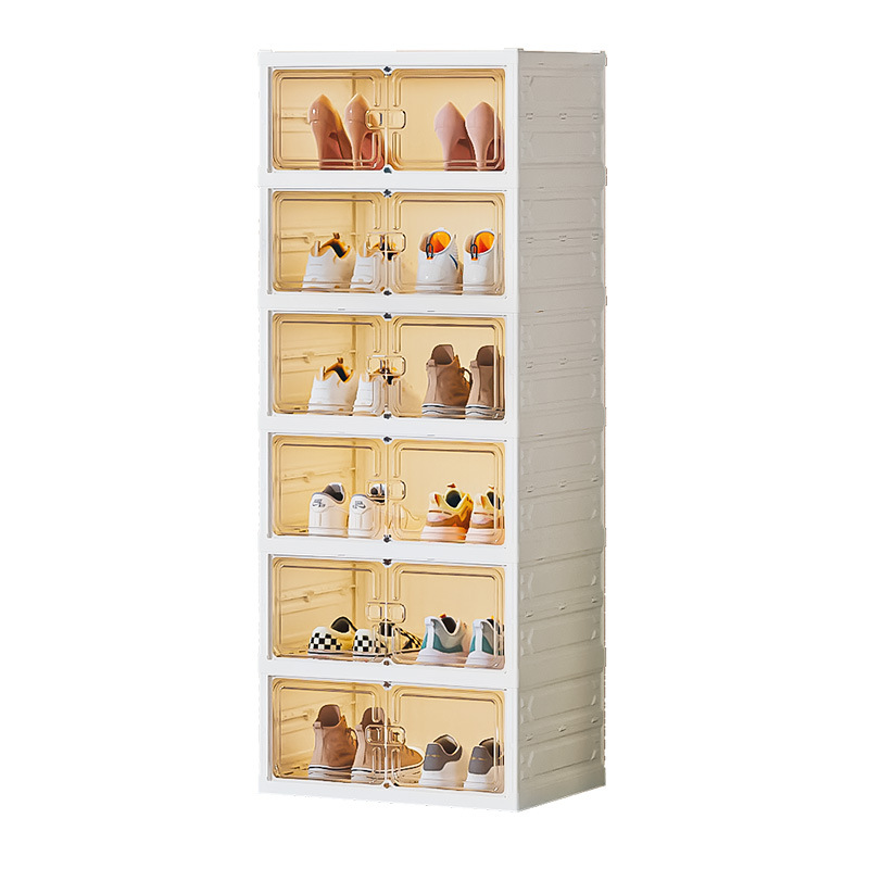 Caja de almacenamiento de zapatos, caja de almacenamiento, zapatero transparente sin instalación, zapatero plegable integrado en la puerta del hogar, artefacto de almacenamiento de zapatos