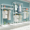 modern couture Display rack Floor type Ladies shop white goods shelves double-deck High cabinet Clothes hanger display Clothes rack