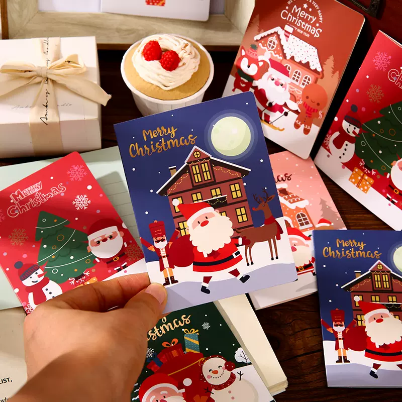 圣诞节创意卡通贺卡节日礼物包装饰卡片儿童祝福卡感谢卡礼物卡片