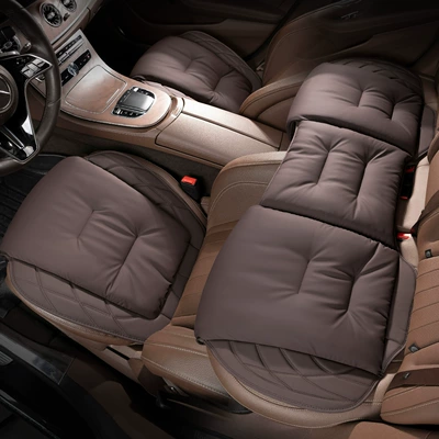 Seat cushion, seat cover breathable, anti-stain, leather protection - s-model-anti-stain-leather-mocha-brown-front-and-rear-three-piece-set