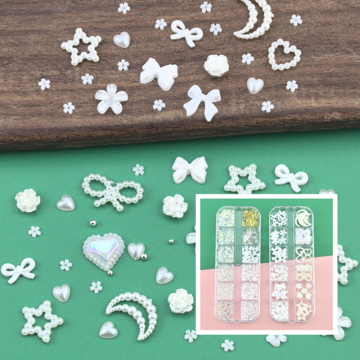 Xiaohongshu Hot-Selling Bow Flower Face Stickers Diamond Eye Makeup Stickers Nail Art Jewelry Diamond Jewelry DIY Pearl Butterfly Decoration