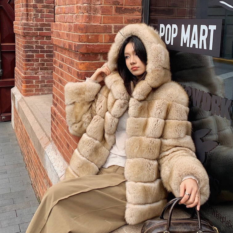 Real Photos Available! New Model of Genuine Fox Fur Hooded Coat, Whole Skin Finnish Baby Fox Fur Coat for Women Real Photos Available! New Model of Genuine Fox Fur Hooded Coat, Whole Skin Finnish Baby Fox Fur Coat for Women