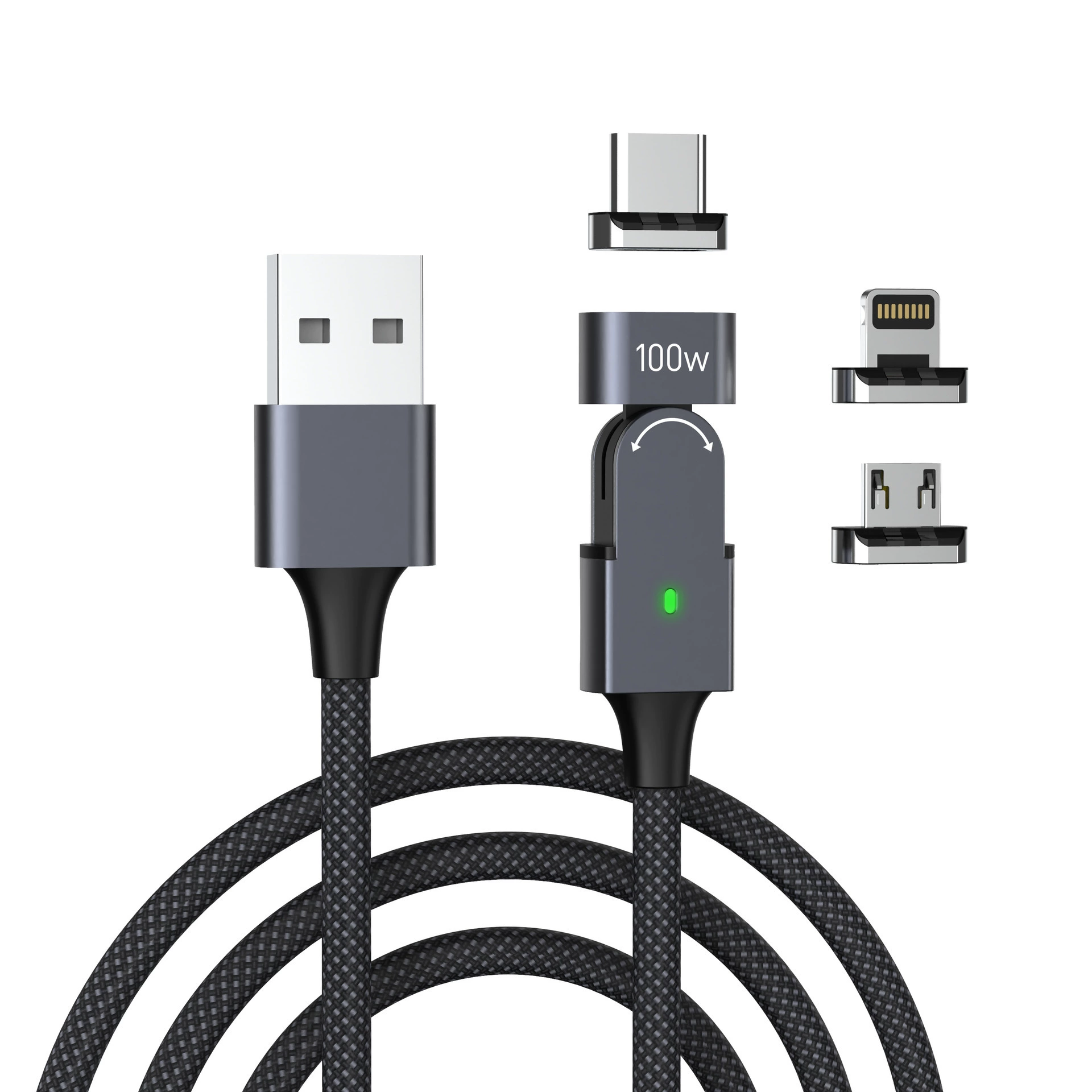 Кабель совместимый с Huawei и Apple, поворотный разъем, для ноутбука, 180°, 100W/30W