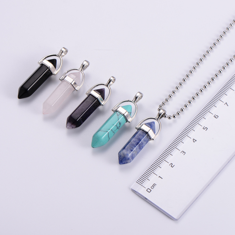 AML Hot Sale Bullet Turquoise Amethyst Black Agate Womenu0027s Natural Stone Gemstone Hexagon Prism 