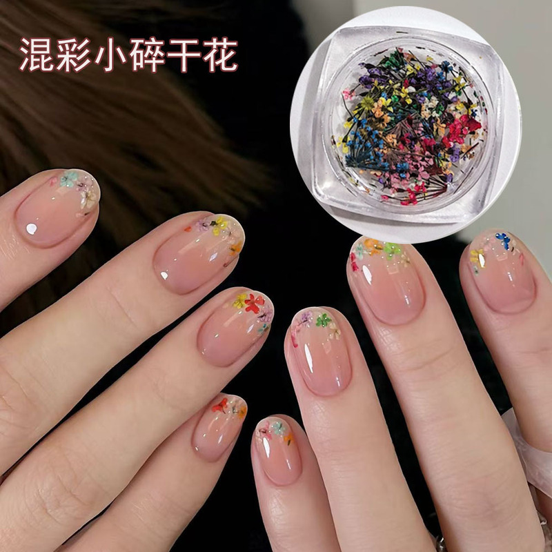 Japanese-Style Nail Art with Dried Flowers, Monet Garden Oil Painting Color Scheme, Mixed Small Flowers, DIY Nail Decorations, Fresh and Simple Japanese-Style Nail Art with Dried Flowers, Monet Garden Oil Painting Color Scheme, Mixed Small Flowers, DIY Nail Decorations, Fresh and Simple