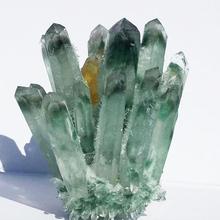 天然黃綠幽靈共生水晶簇原石原礦標本擺件手鏈吊墜消磁裝飾
