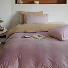 2025年秋冬款保暖双拼天鹅绒单被套保暖绒单品套件纯色简约被套