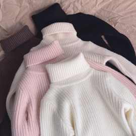 女大童毛衣中大童加厚一体绒针织衫秋冬新款简约打底线衣保暖内搭