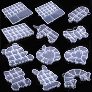 24 grid plastic storage box shaped love butterfly bear plastic box transparent accessories packaging jewelry box