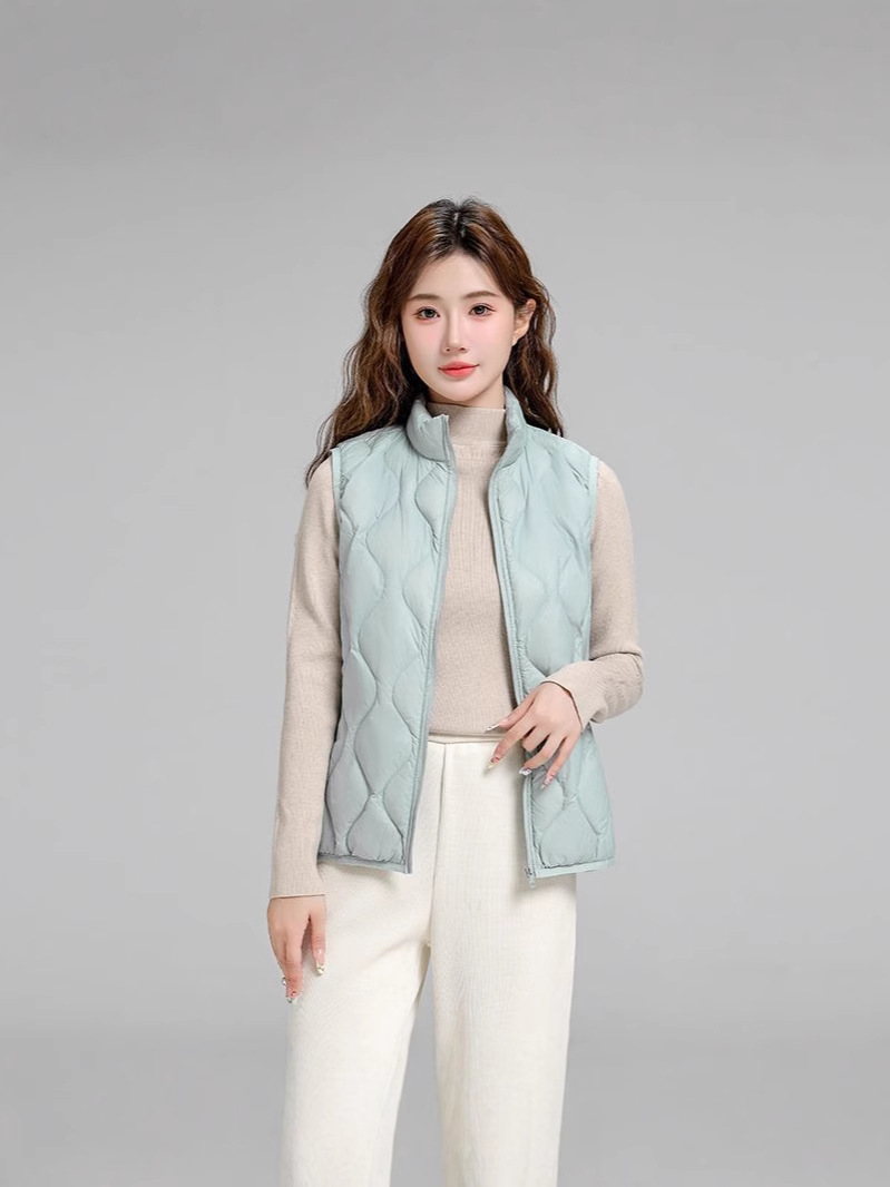 Chaqueta de plumón casual ligera de mujer moda polifacética blanca ligera caliente invierno y otoño abrigo delgado grande