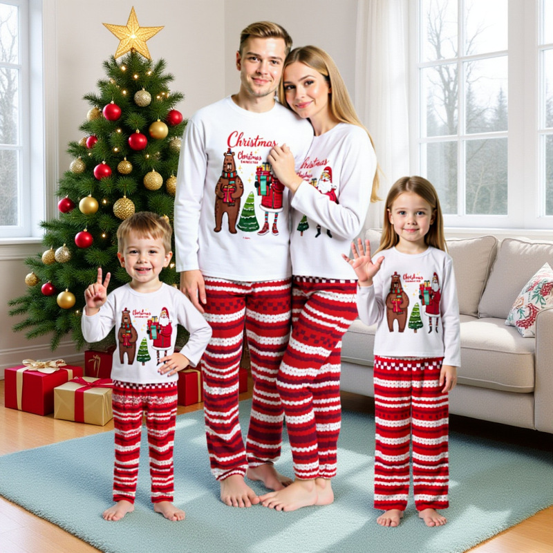 2025 European and American Amazon Ebay New Christmas Family Pajamas and Pajamas Round Neck Right Shoulder Home Suit 2025 European and American Amazon Ebay New Christmas Family Pajamas and Pajamas Round Neck Right Shoulder Home Suit