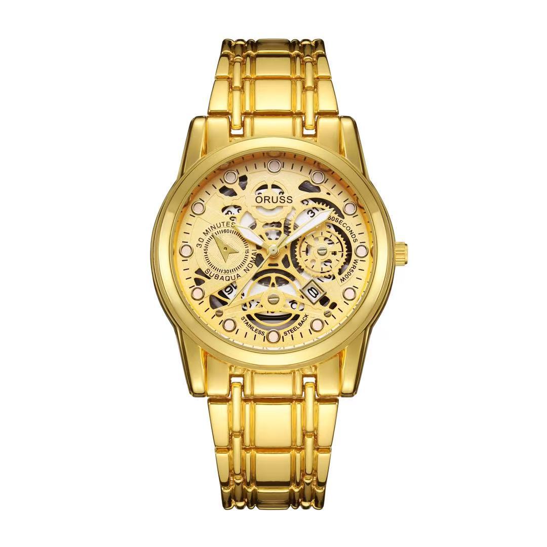 Foreign trade watch quartz watch automatic movement hollow watch domineering gift box single calendar luminous waterproof watch