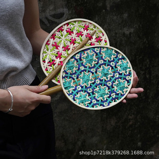 Ancient Style Bamboo Silk Waist Fan Chinese Fan Han Dynasty Round Fan Chinese Zen Multi-Color Fan B&B Hotel Decorative Fan