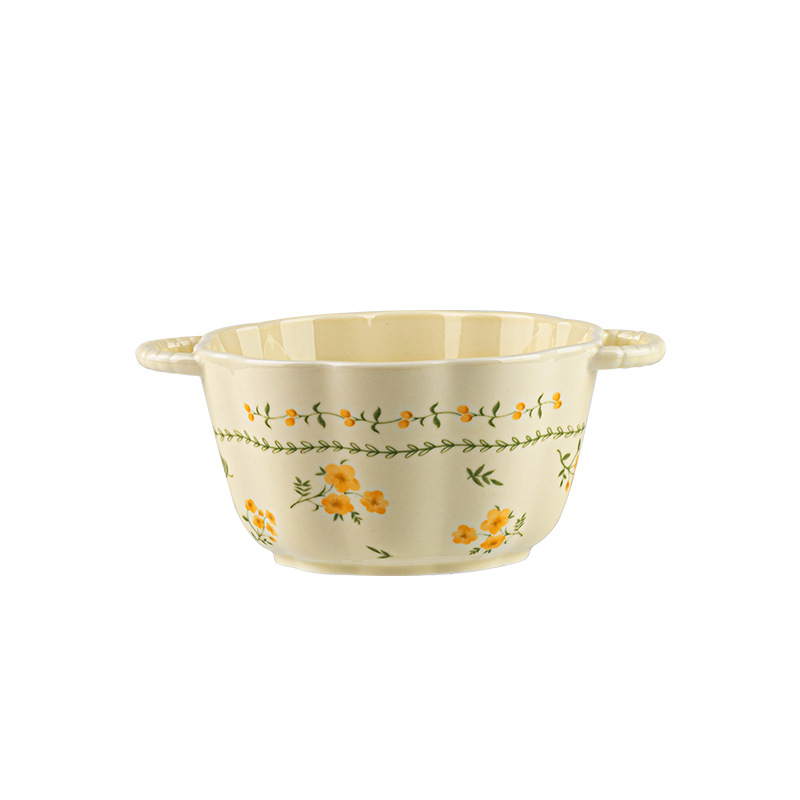 Pequeño tazón fresco de doble oreja tazón de yogur nuevo estilo casero de alto valor costero de cerámica platos dulces tazón de ensalada tazón de frutas image 6
