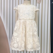 外贸原单 欧美新款儿童礼服公主裙 周岁宝宝洋气香槟色系网纱蓬蓬