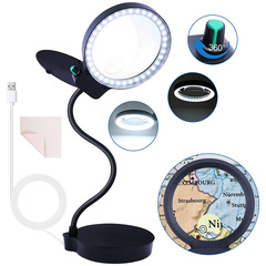10x Magnifying Mirror with 33 Adjustable LED Lights for Tattoo, Eyebrow Embroidery, Sewing, Reading, and Fabric Repair - Desktop Tool