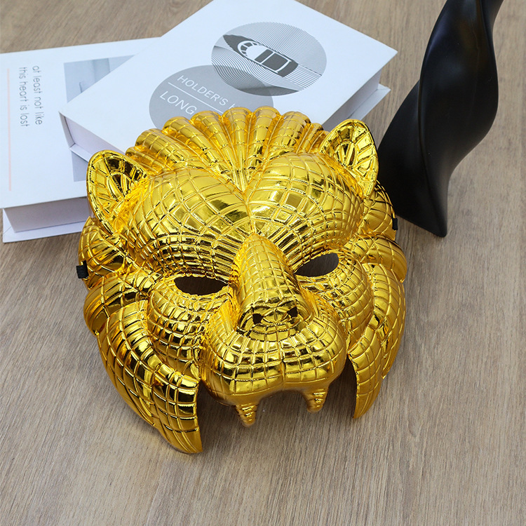 ハロウィンハーフフェイスマスク、仮面舞踏会、カーニバルパーティー、電気メッキゴールデンアニマルマスクゲーム小道具用|undefined