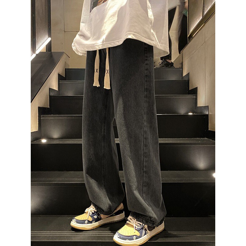 Solid Vintage Jeans Spring Summer Straight Loose Wide Leg American High Street Youth Casual Long Pants Men Solid Vintage Jeans Spring Summer Straight Loose Wide Leg American High Street Youth Casual Long Pants Men