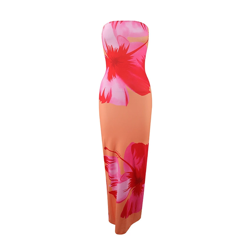 Платье-футляр на бюстье длиной макси, ткань Milk Silk 83% Polyester 17% Elastane, летний европейский стиль