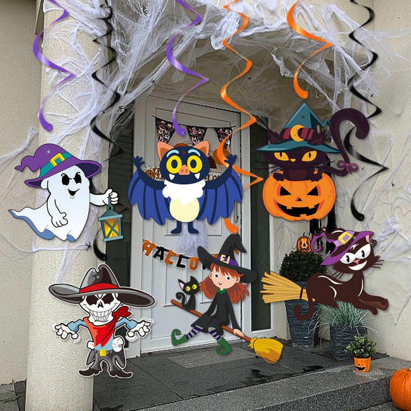 2025 decoración de fiesta de Halloween calabaza colgante espiral fantasma props de decoración de fiesta fantasma colgante espiral