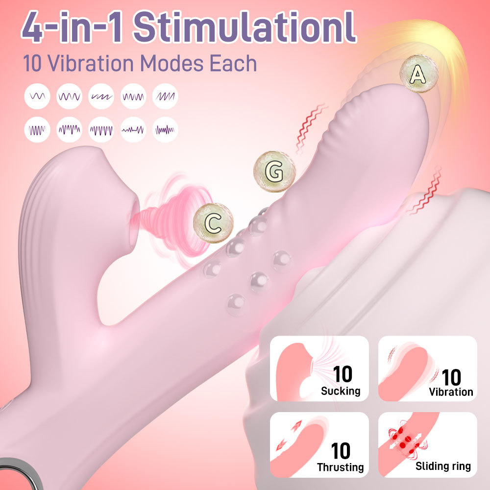 Vibrating Suction Dildo With Retractable Beads For Women_voghion.com