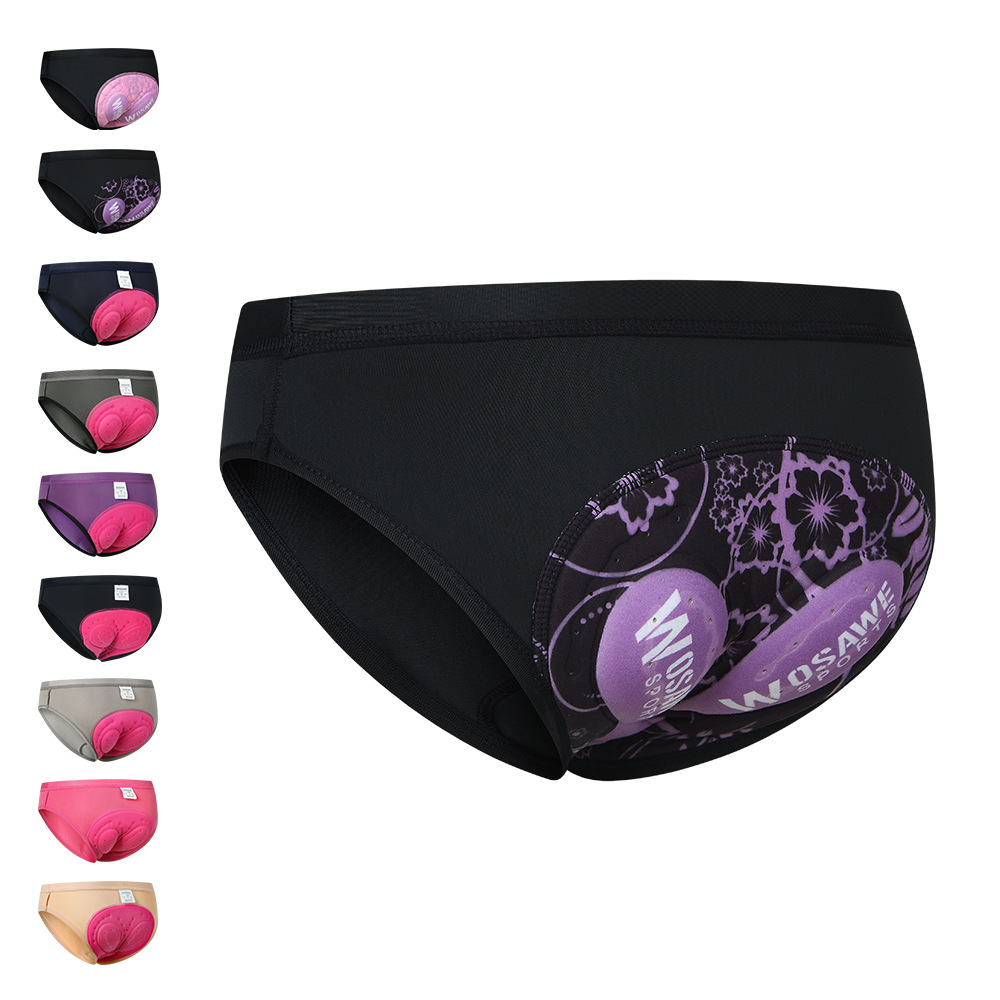 WOSAWE suministro transfronterizo de ropa interior deportiva de Ciclismo de mujer 3D engrosada cojín de silicona triángulo ropa interior ligera de secado rápido
