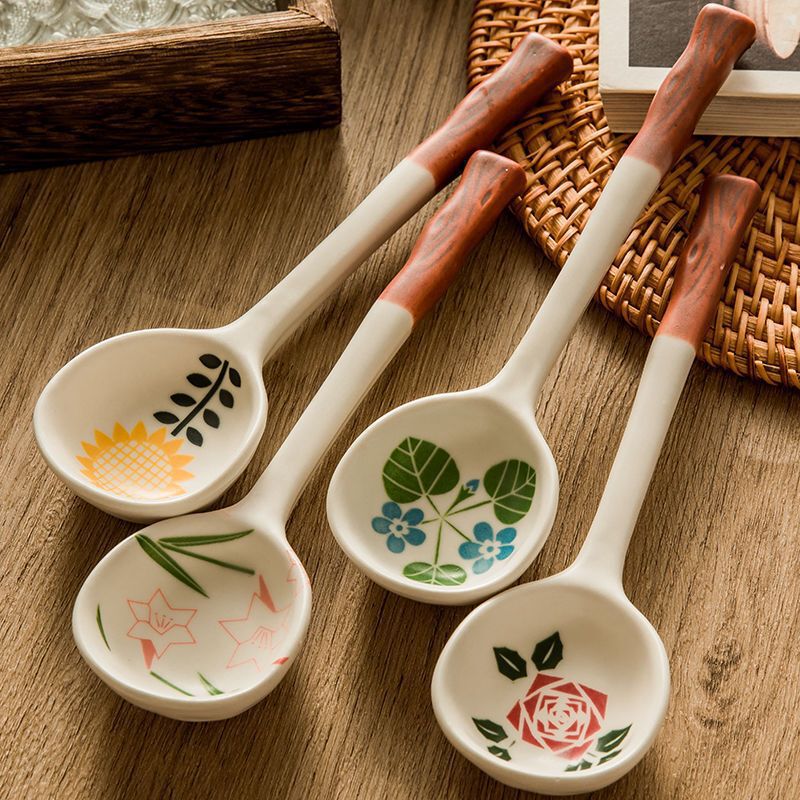 Ceramic Spoon, High-Looking Soup Spoon, Household Soup Spoon, Rice Spoon, Long Handle, Cute and Weird