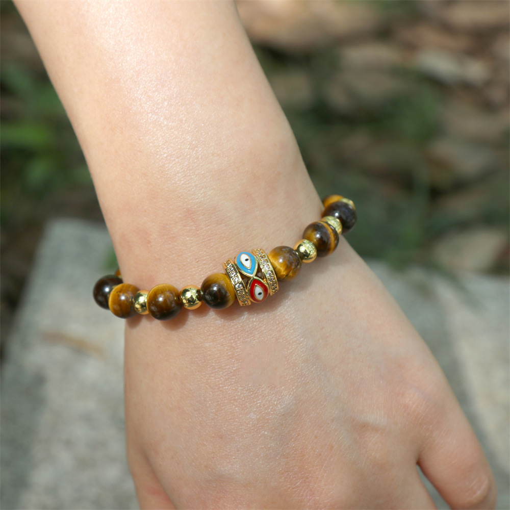 Fashion Creative Artificial Colorful Stone Devil's Eye Zircon-embedded Drop Oil Elastic Bracelet display picture 8