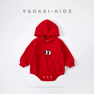 2025秋季新款婴幼儿连帽卫衣卡通休闲宝宝哈衣长袖三角爬服外出服