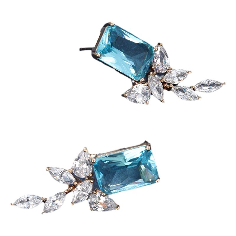 Xupe joyería geométrica imitación gema pendientes color costura cuadrado caballo ojo piedra pendientes Luz de lujo de alto grado pendientes para las mujeres