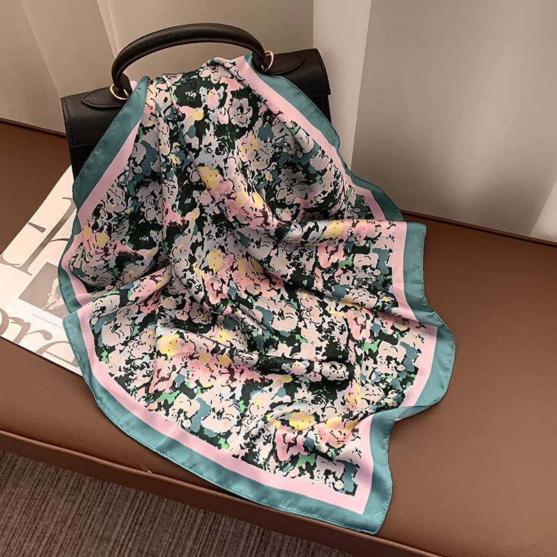 Bufanda cuadrada Bufanda de seda con cuello Sensación avanzada Verano salvaje Estilo coreano Pequeño protector de cuello fresco Bufanda decorativa Pequeño chal Bufanda en la cabeza