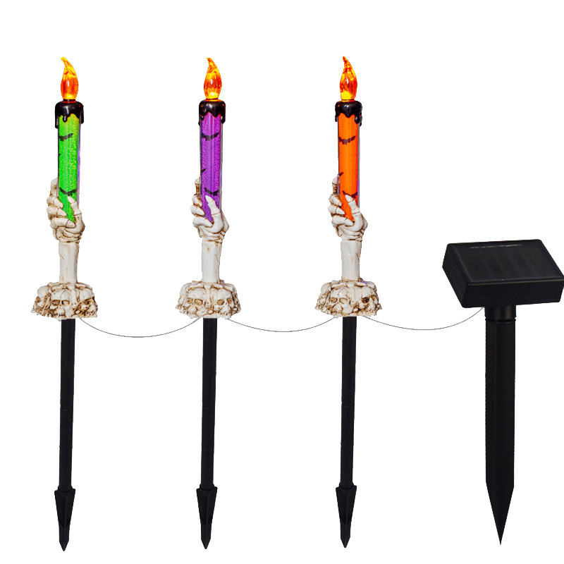 Transfronteriza nuevo Halloween solar jardín lámpara resina jardín tierra enchufe cráneo fantasma festival atmósfera decorativa lámpara de la vela