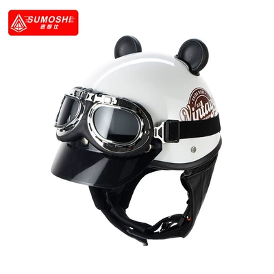 Factory direct Harley retro: Motosiklet kaskı (dəbilqə) - 3c-english-white-detachable-scarf-goggles-ears-one-size-fits-all-55-62-head-circumference