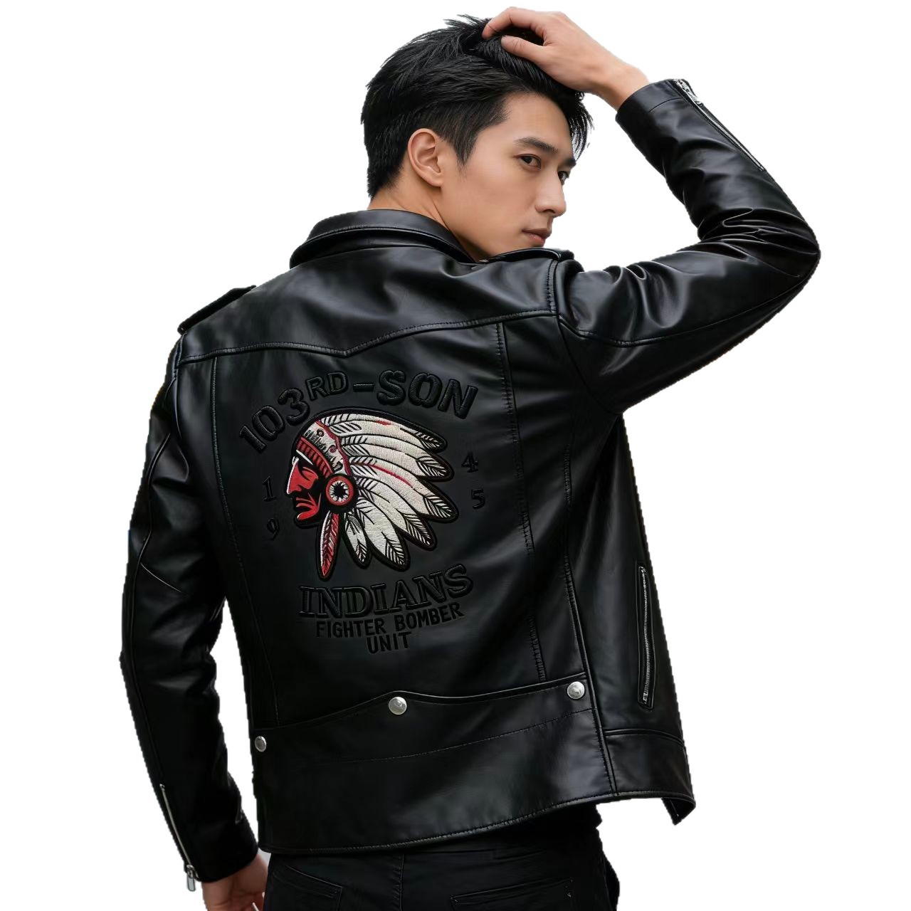 Autumn and Winter New Men's Leather Jackets, European and American Large Size Men's Clothing, Rivet Motorcycle Style Men's Leather Jackets Wholesale Embroidery
