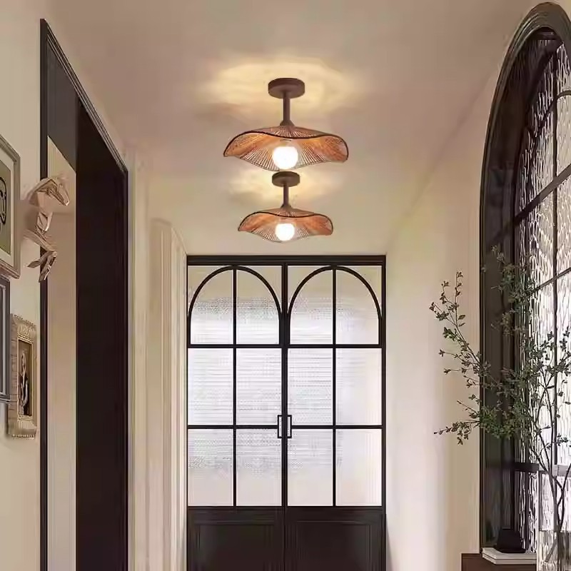 Lámpara de pasillo de viento silencioso retro japonesa puerta de entrada balcón escalera dormitorio comedor lámparas