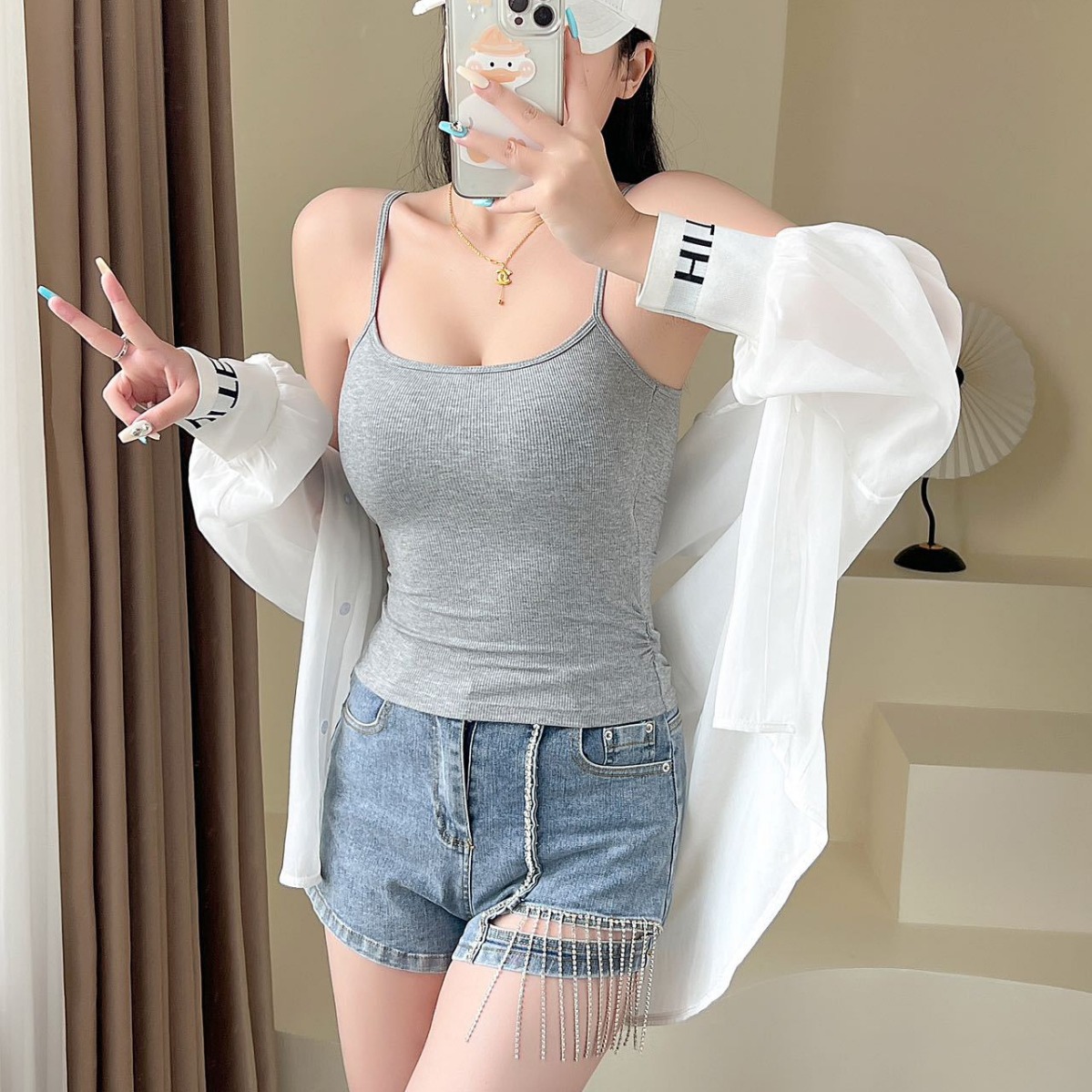 Camisola de espalda de belleza de verano para mujer con almohadilla para el pecho engrosada, soporte superior, interior y exterior, camisola de expansión de fondo y exterior